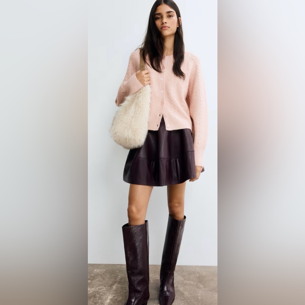 Blush Pink Heather Cardigan Sweater | Crew Neck | Long Sleeves | L | NWT - Picture 1 of 12